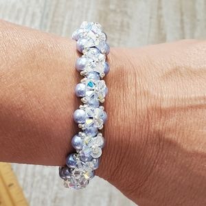 Purple  pearl and crystal bracelet